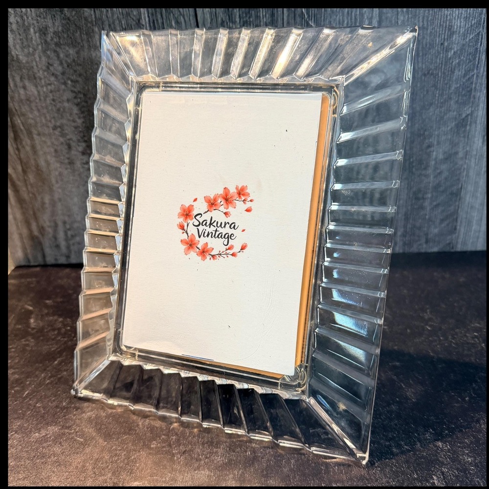 Vintage Lead Crystal Sunburst Picture Frame 5x7 Cut Crystal Tabletop Frame 1990s